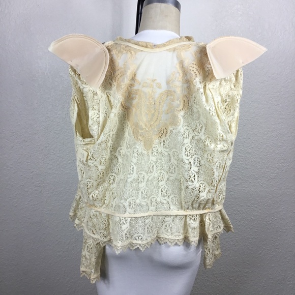 Outback Red Blouse Size S Sheer Vintage  Victorian 1970s Lace Long Sleev… - Picture 8 of 16